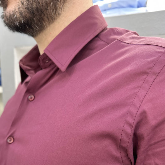 CAMICIA NS-7179 BORDEAUX