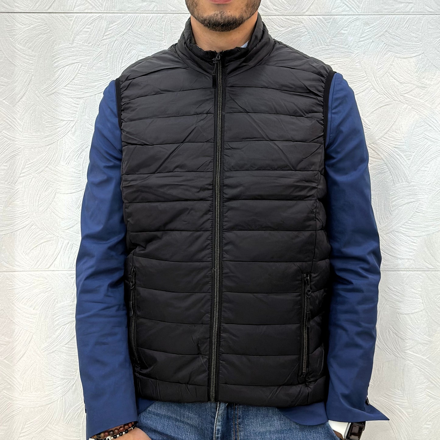 GIUBBOTTO SMANICATO XZ569 BLACK