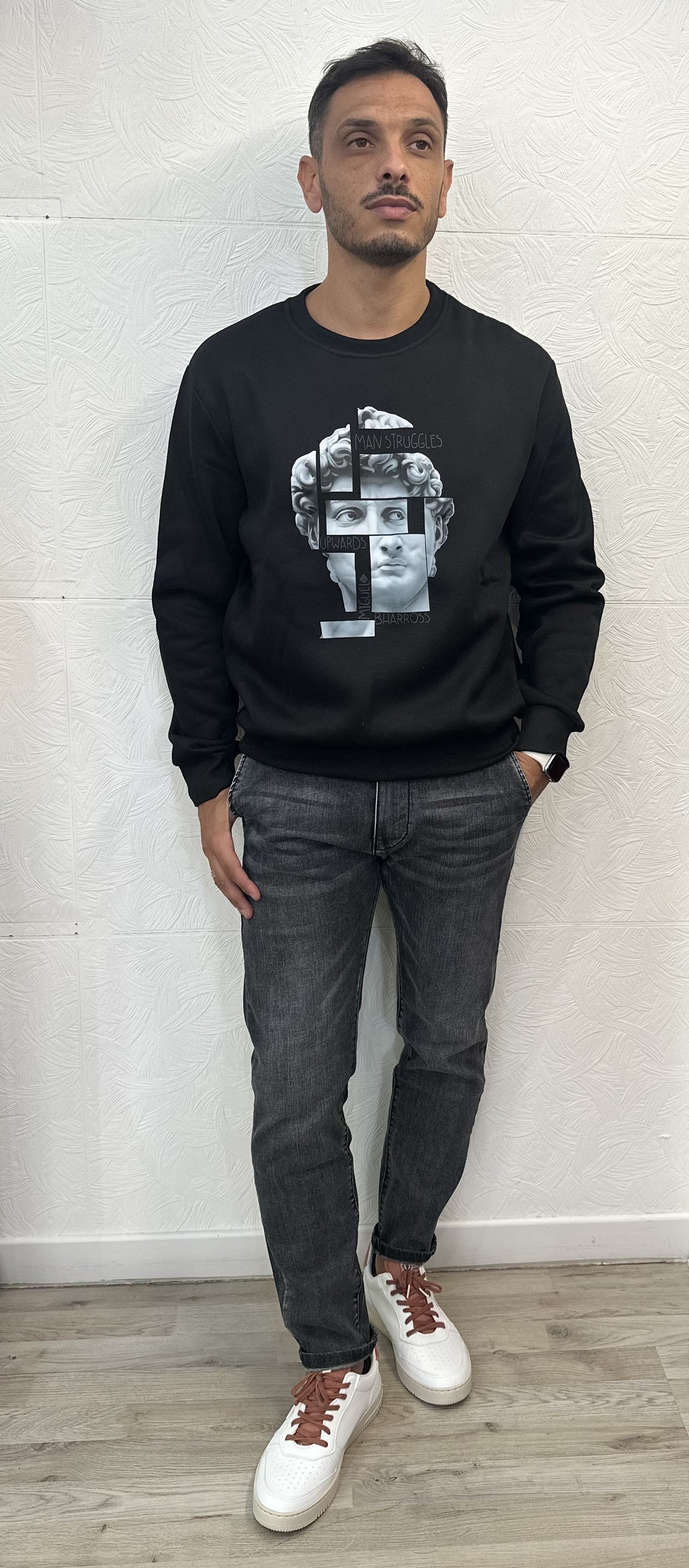 FELPA GIROCOLLO " DAVID" NERO