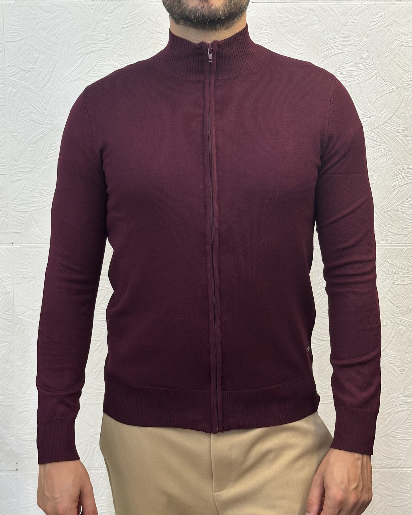 CARDIGAN CON ZIP " 3606" BORDEAUX