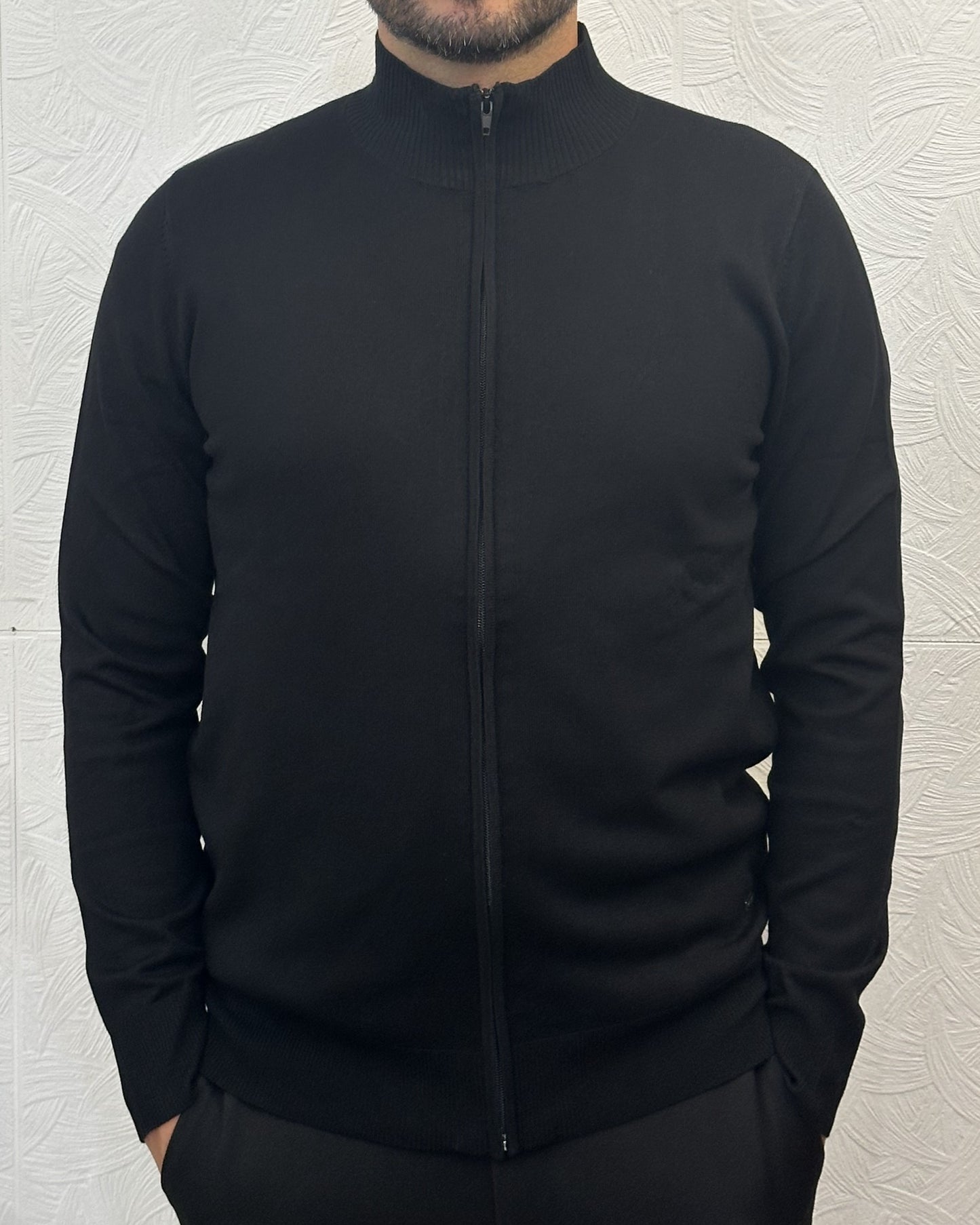 CARDIGAN CON ZIP " 3606" NERO