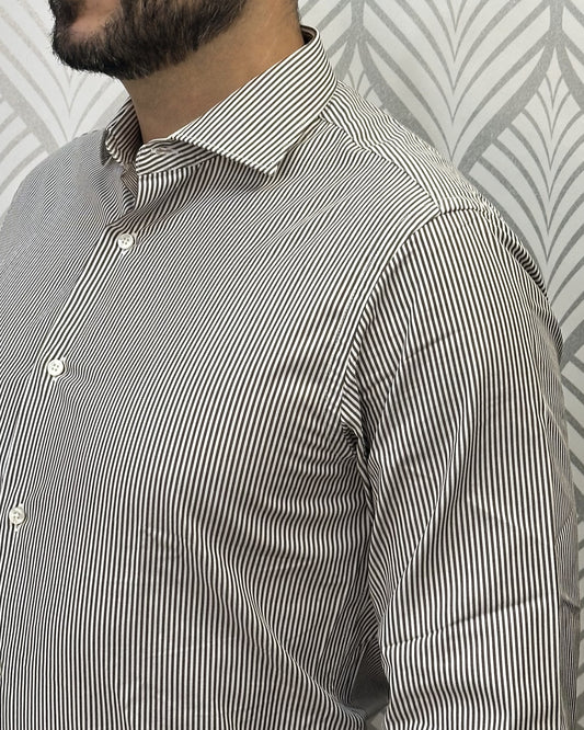 CAMICIA SLIM387 QCLAX 649 BROWN