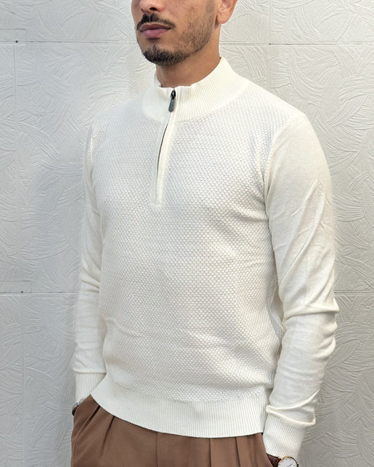 MAGLIA MEZZA ZIP C600 BIANCA