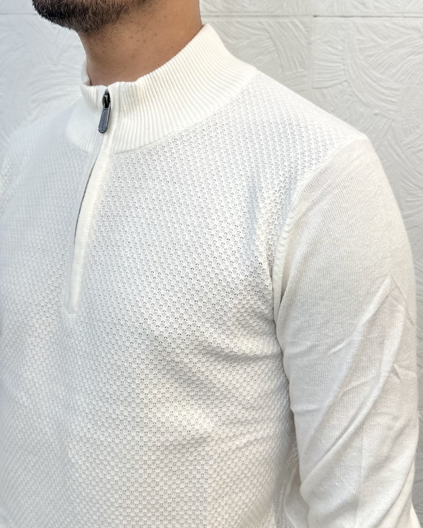 MAGLIA MEZZA ZIP C600 BIANCA
