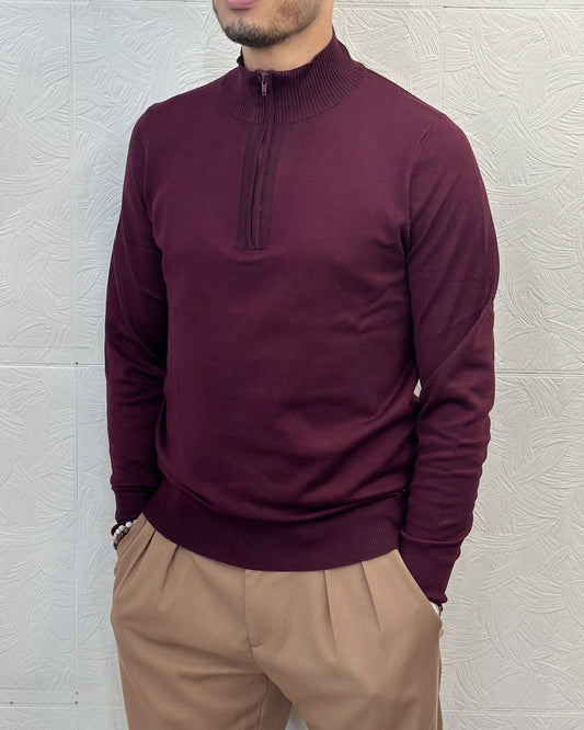 MAGLIA MEZZA ZIP UGF 3605 BORDEAUX