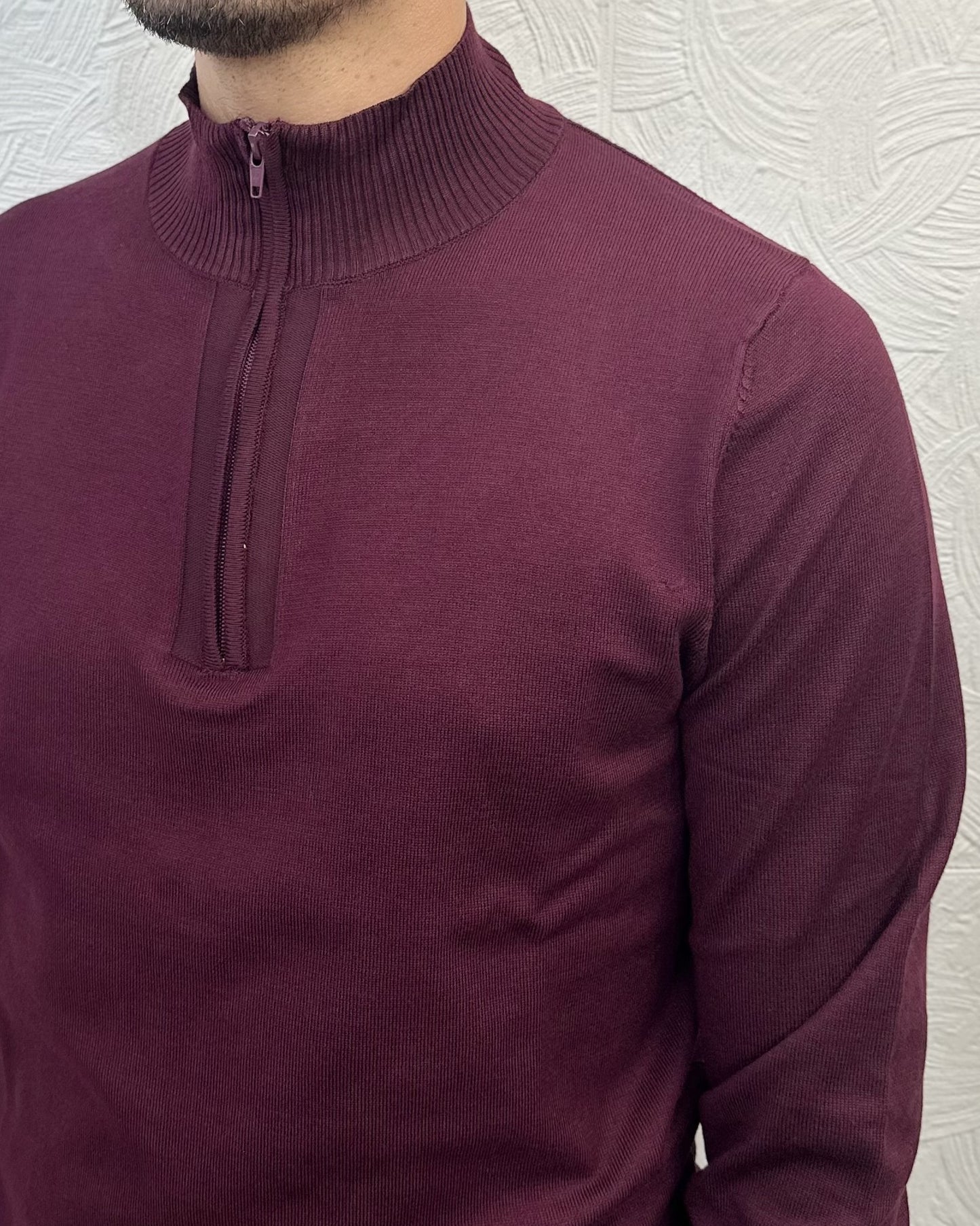 MAGLIA MEZZA ZIP UGF 3605 BORDEAUX