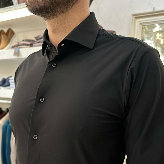 CAMICIA NO STIRO SLIM387E31110 BLACK