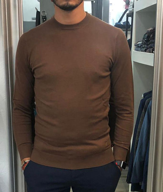 MAGLIA GIROCOLLO 48001 CIOCOLATE