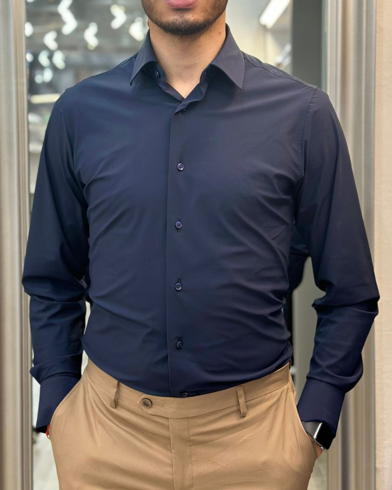 CAMICIA NO STIRO NS-7637 BLU