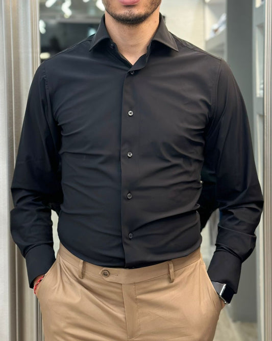 CAMICIA NO STIRO NS-7637 NERO