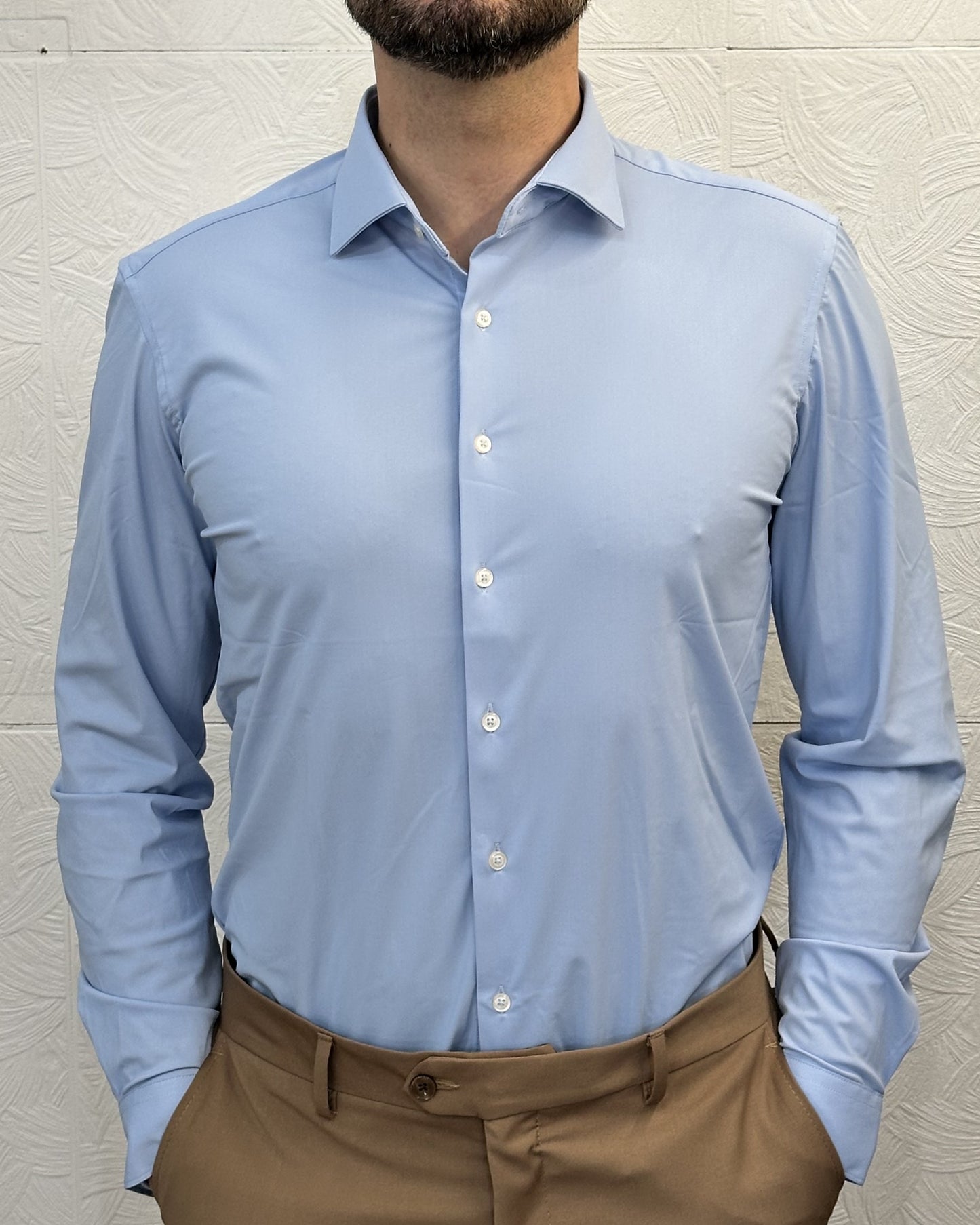 CAMICIA NO STIRO NS-7637 CELESTE