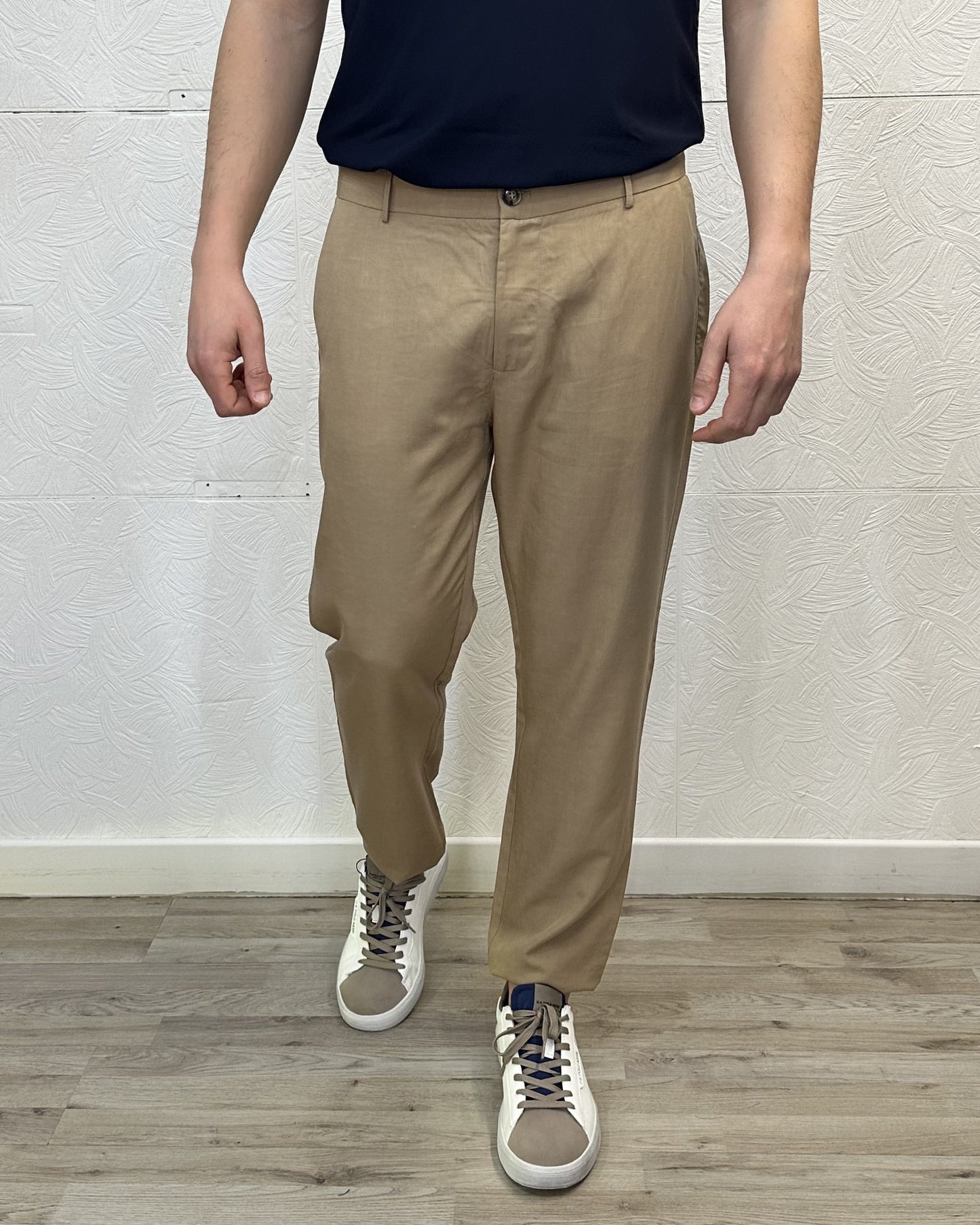 PANTALONE IN LINO UGP 4558 CAMMELLO