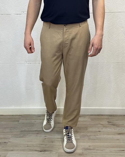 PANTALONE IN LINO UGP 4558 CAMMELLO