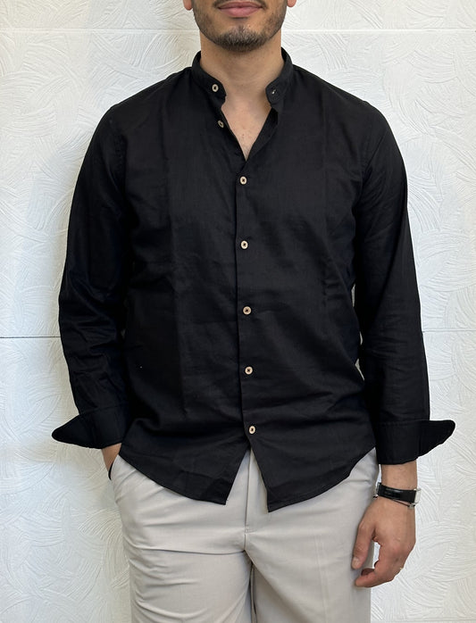 CAMICIA IN LINO KOREANA CE1295H NERA
