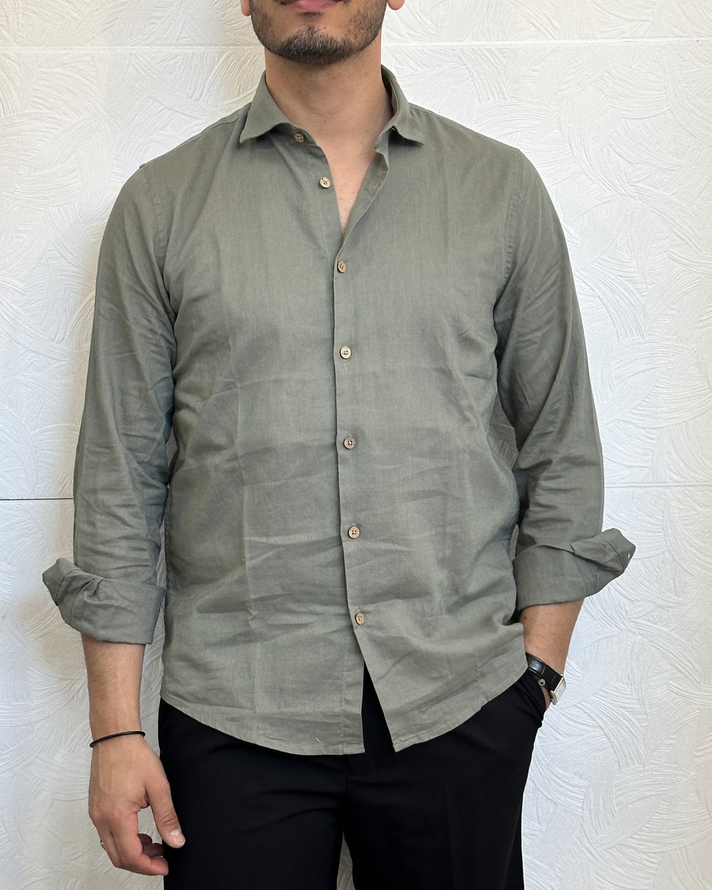 CAMICIA IN LINO CE1296H VERDE