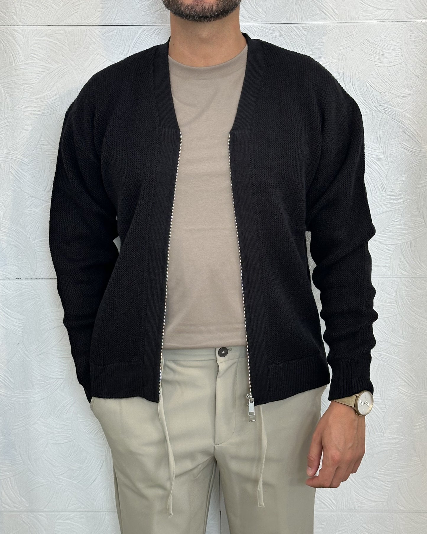 CARDIGAN CON ZIP " MI 3228H" NERO