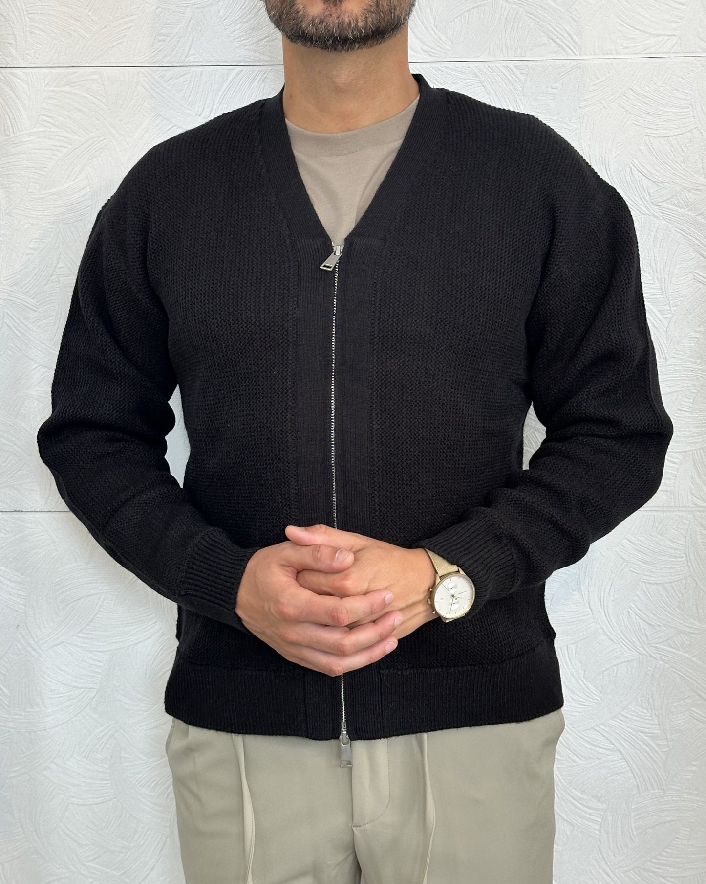 CARDIGAN CON ZIP " MI 3228H" NERO