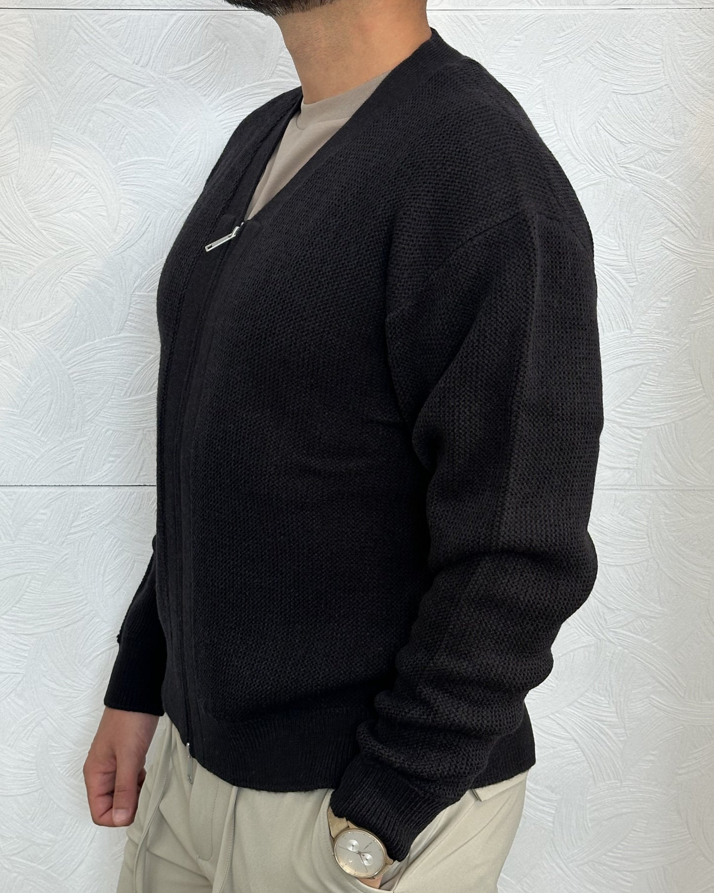 CARDIGAN CON ZIP " MI 3228H" NERO