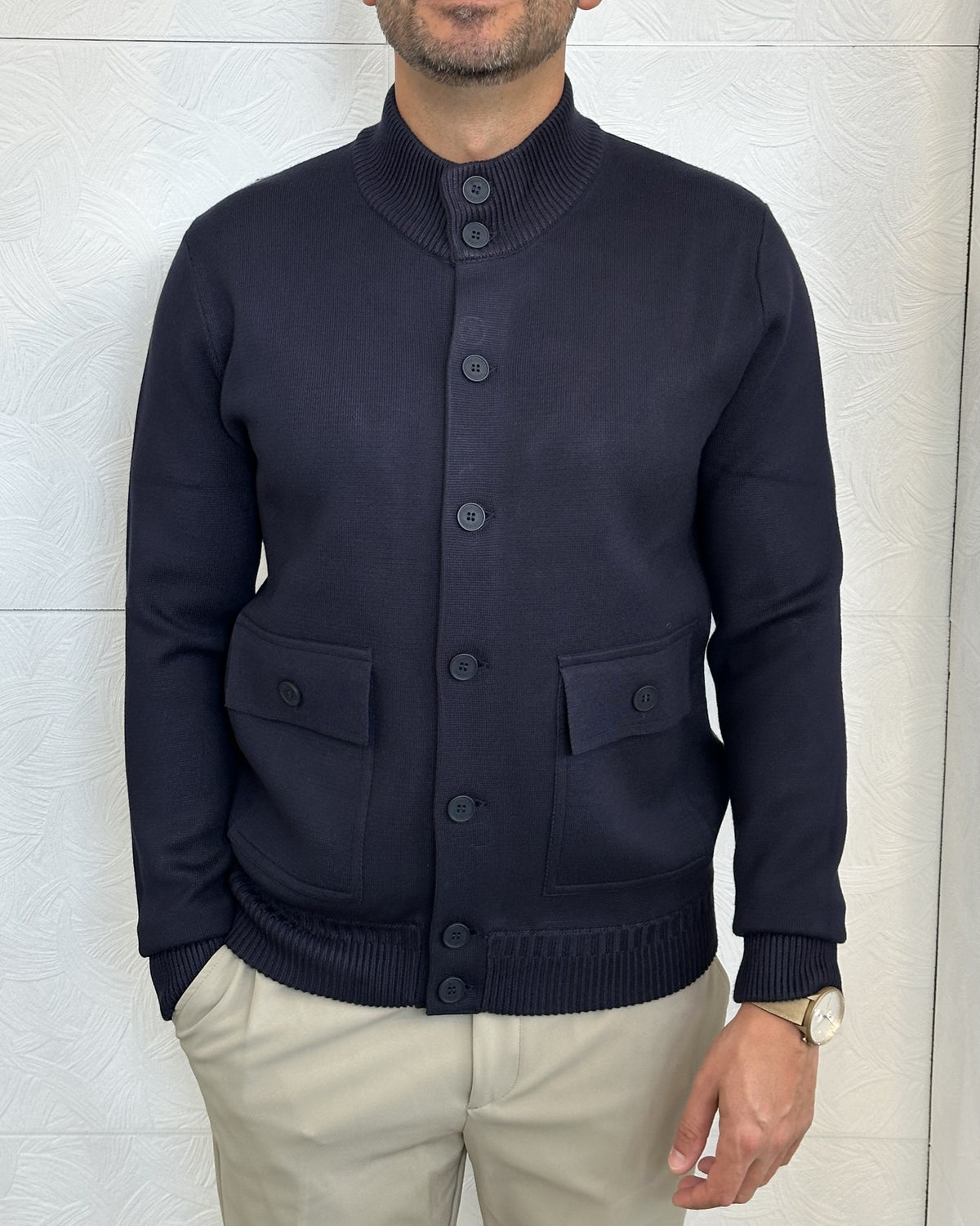 CARDIGAN BOMBER " UGF 4013" BLU