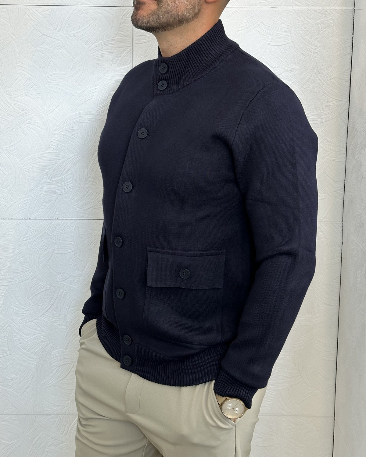 CARDIGAN BOMBER " UGF 4013" BLU