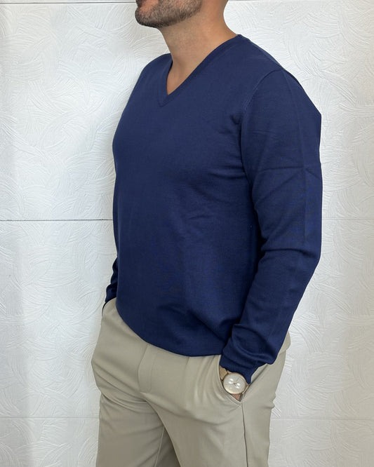 MAGLIA COLLO V " UGF 4003" INDACO
