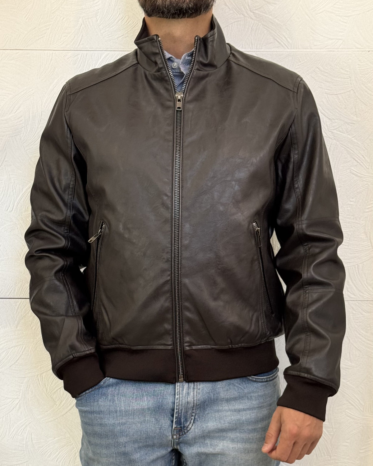 GIUBBOTTO CHIODO " JM PHAM" DARK BROWN