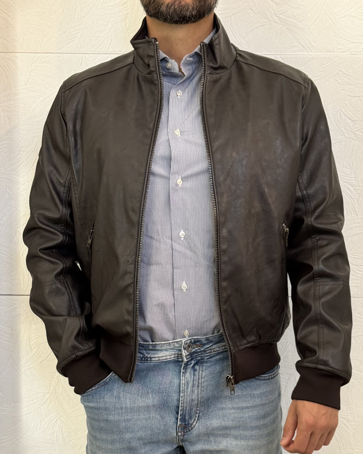 GIUBBOTTO CHIODO " JM PHAM" DARK BROWN