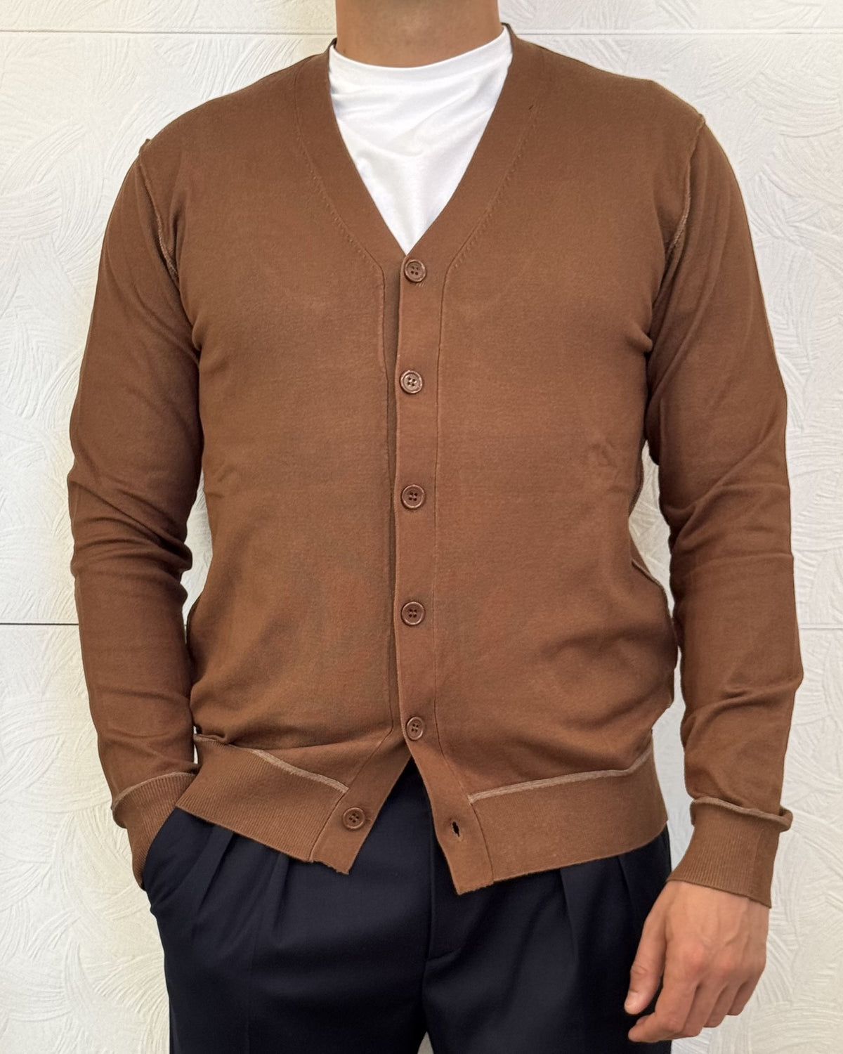 CARDIGAN BASIC " C589" BISON