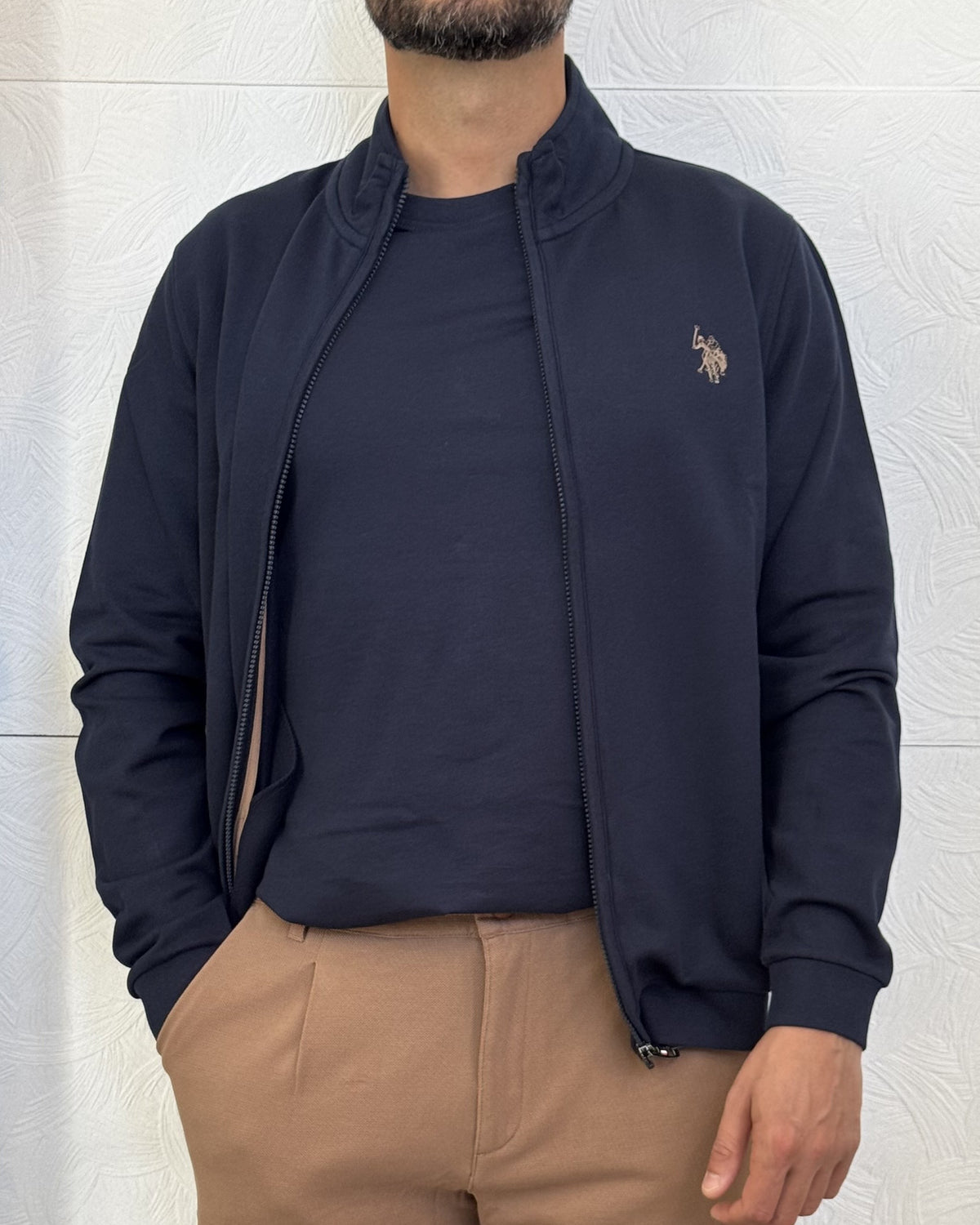 FELPA ZIP " ERIC 187018" BLU