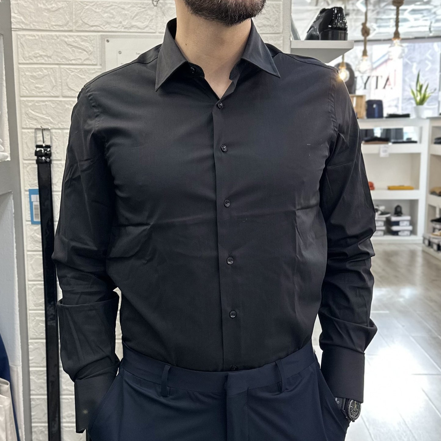CAMICIA NS-7179 BLACK