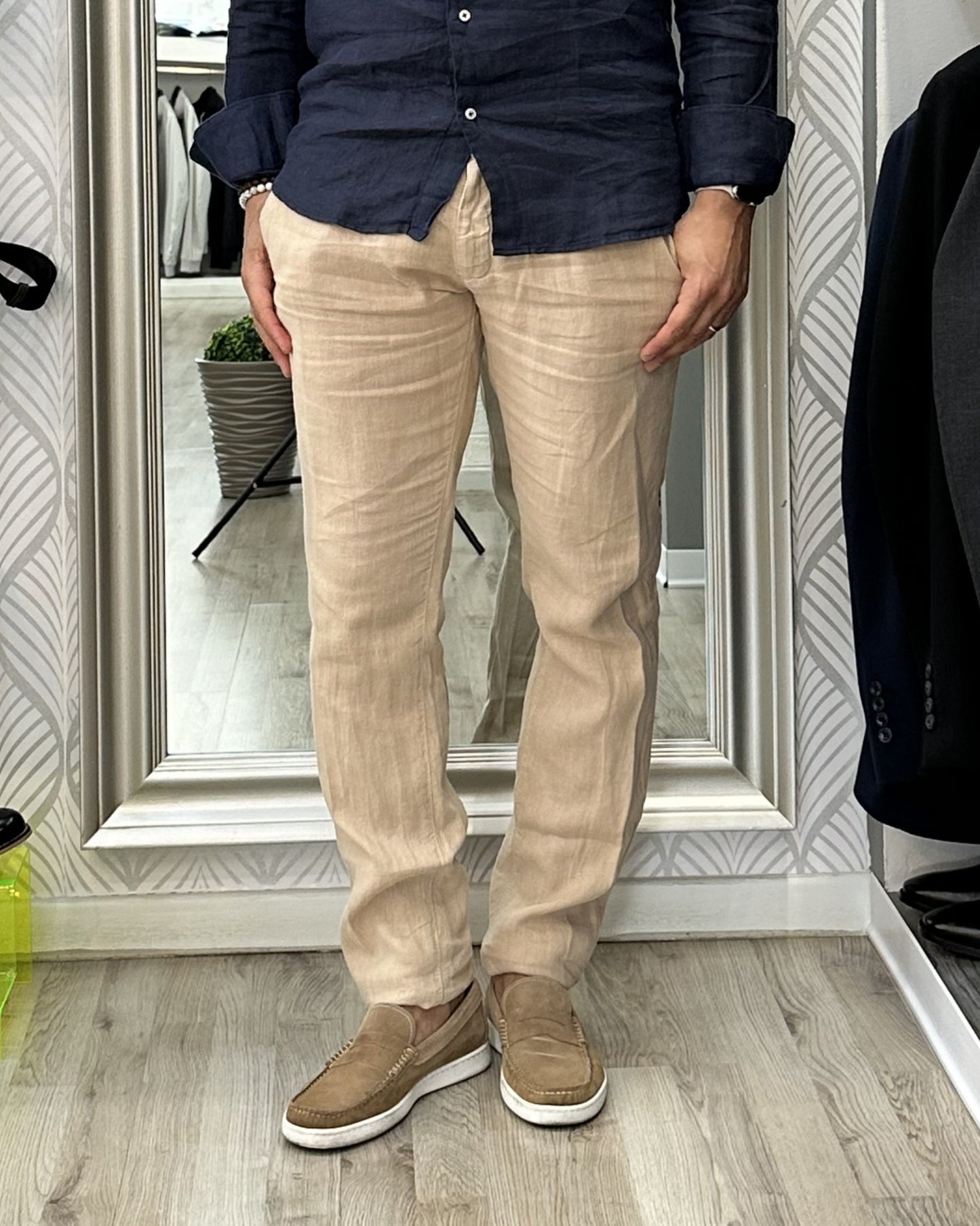 PANTALONE LINO " UGP 4302" BEIGE