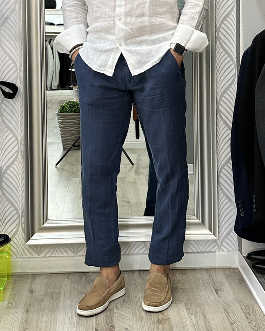 PANTALONE LINO " UGP 4302" NAVY