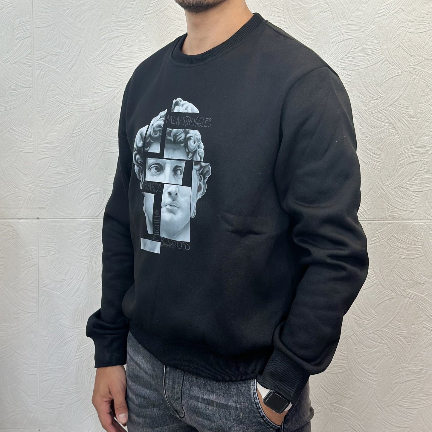 FELPA GIROCOLLO " DAVID" NERO
