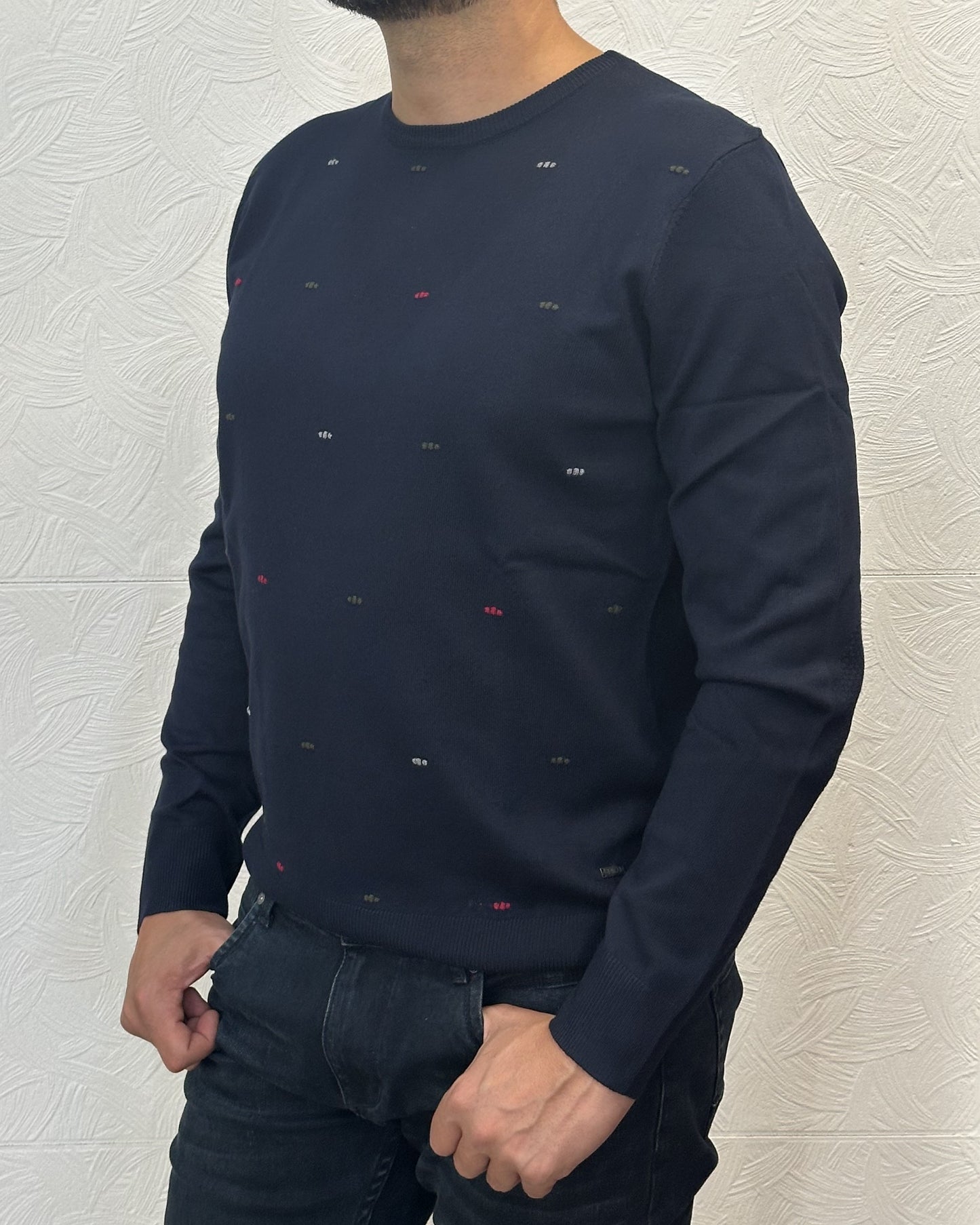 MAGLIA GIROCOLLO POIS " UGF 3652" NAVY