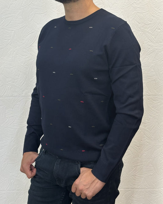 MAGLIA GIROCOLLO POIS " UGF 3652" NAVY