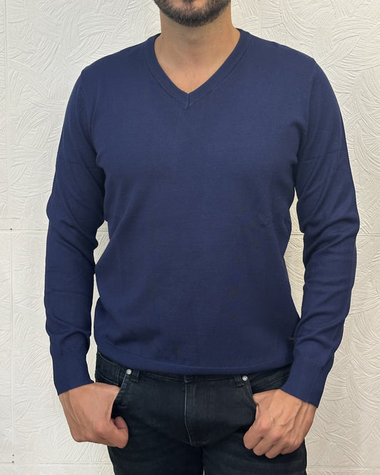 MAGLIA COLLO V " UGF 3603" INDACO