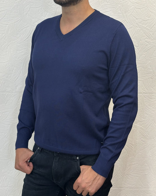 MAGLIA COLLO V " UGF 3603" INDACO
