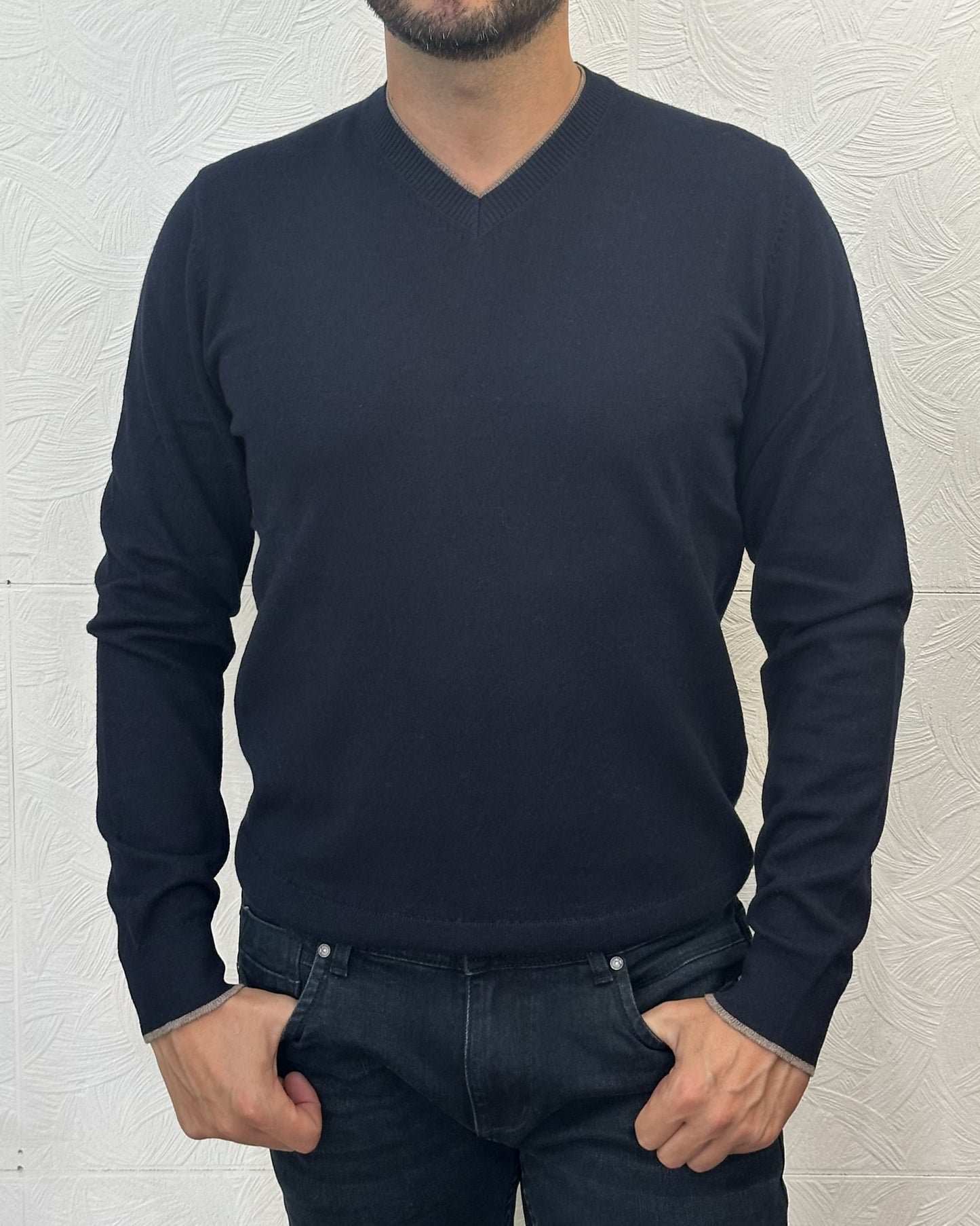 MAGLIA COLLO V  C593 NAVY