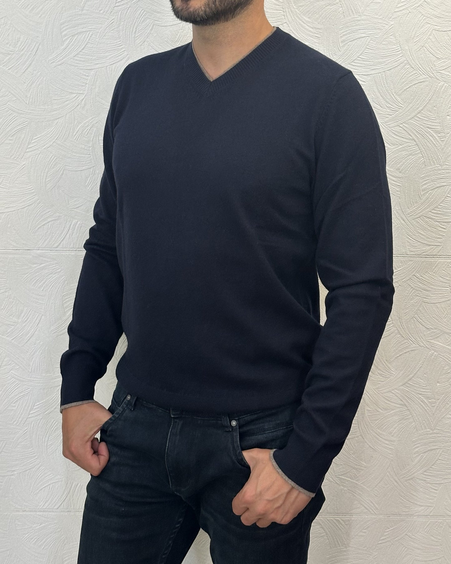 MAGLIA COLLO V  C593 NAVY