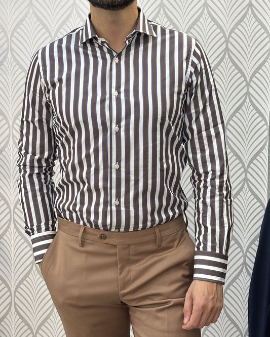 CAMICIA SLIM387 F120 9050 BROWN