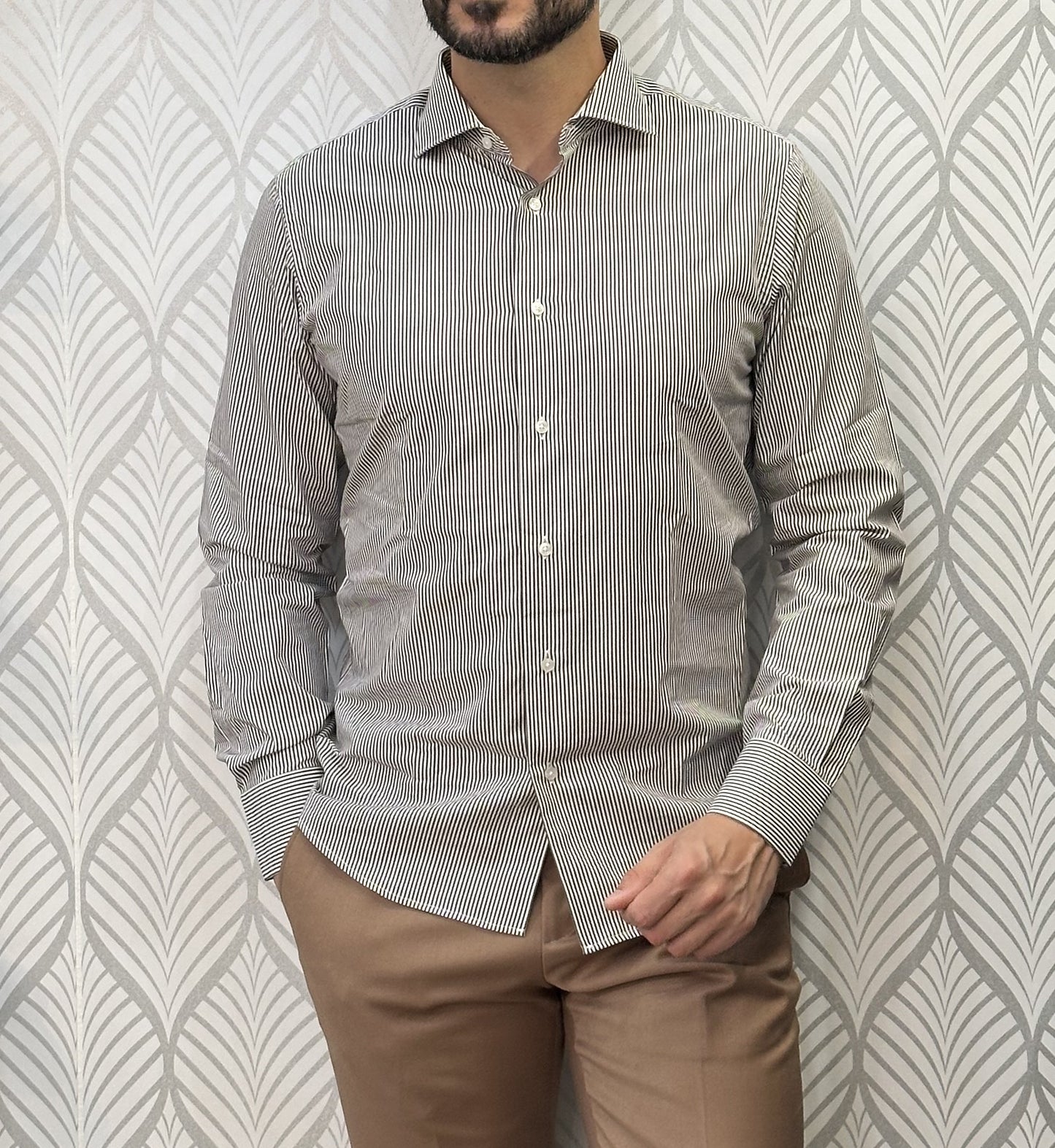 CAMICIA SLIM387 QCLAX 649 BROWN
