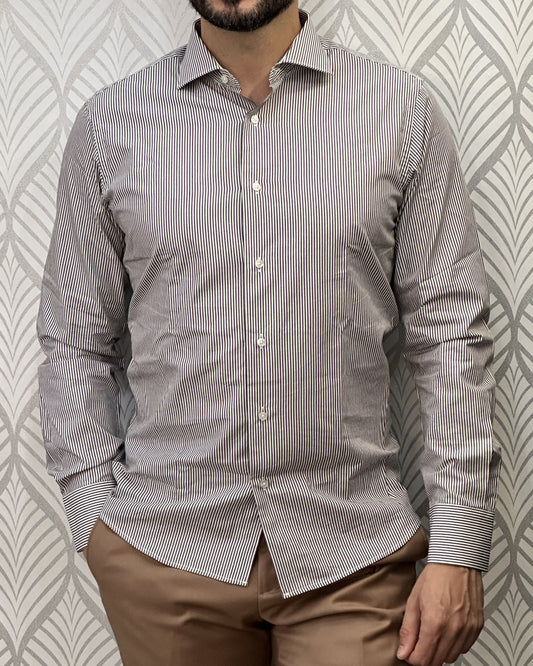CAMICIA SLIM387 QCLAX 649 BROWN