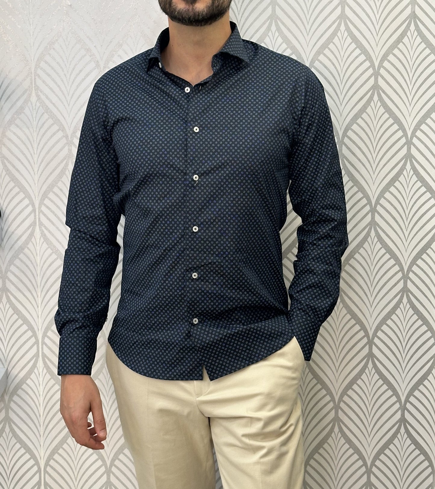 CAMICIA SLIM387 F120 9011 BLU