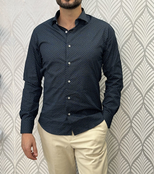 CAMICIA SLIM387 F120 9011 BLU
