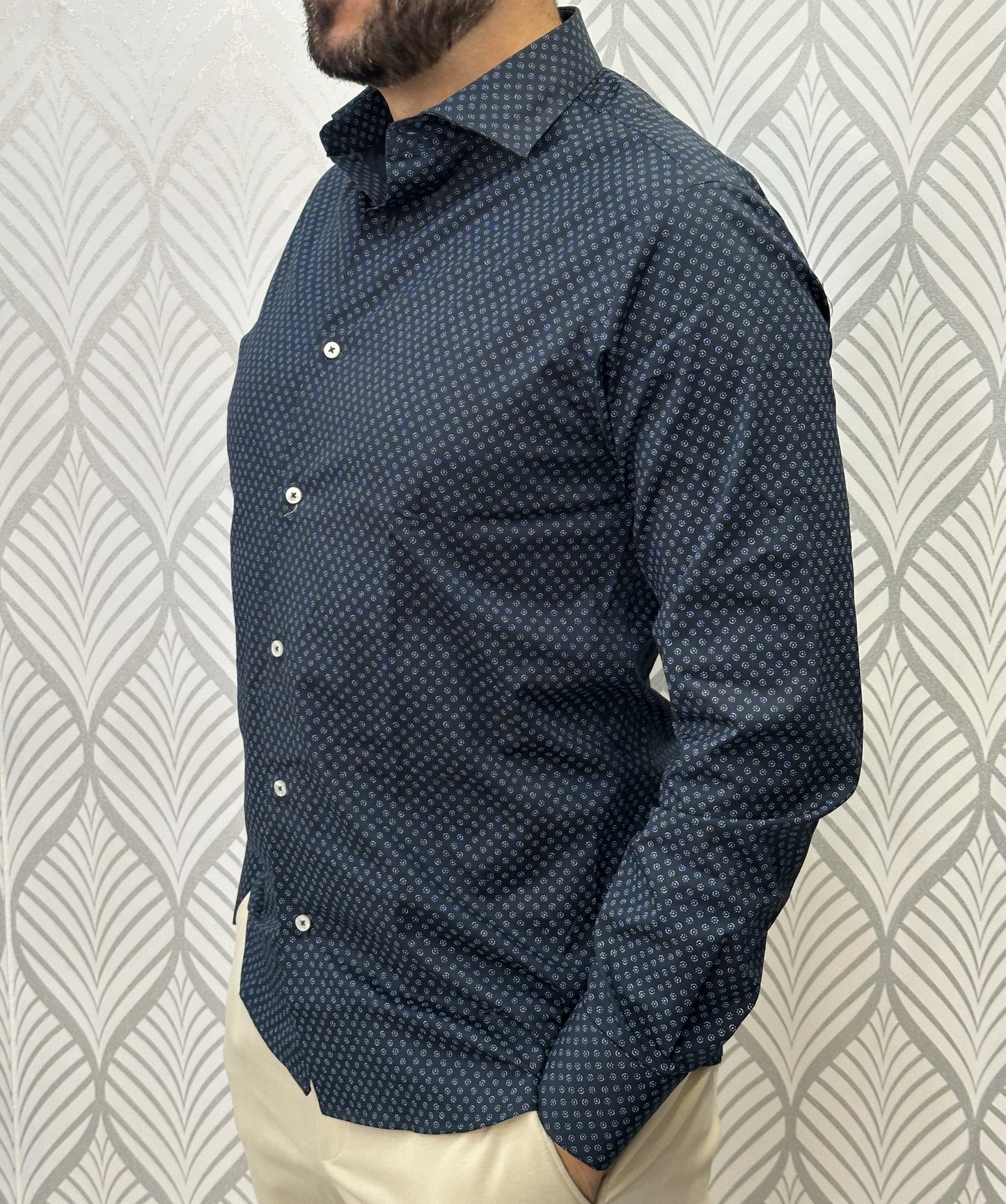 CAMICIA SLIM387 F120 9011 BLU