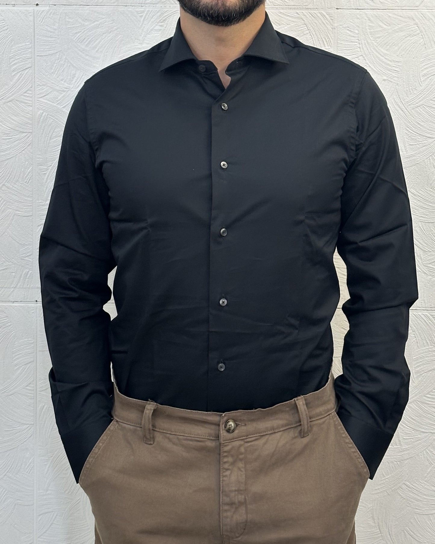 CAMICIA SLIM387 QCLAX 1879 BLACK