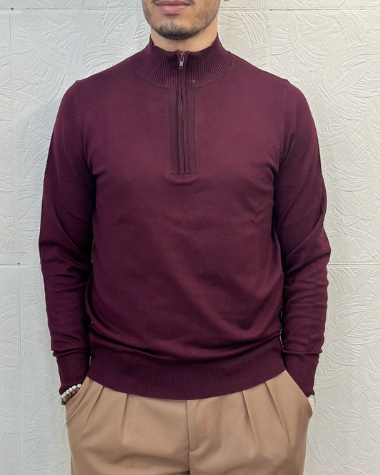 MAGLIA MEZZA ZIP UGF 3605 BORDEAUX