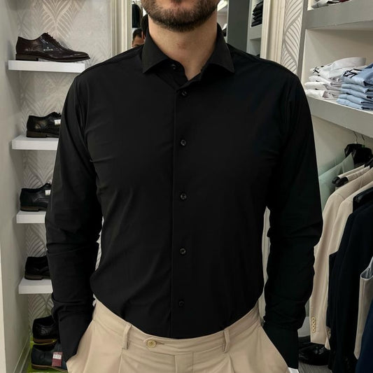 CAMICIA NO STIRO SLIM387E31110 BLACK